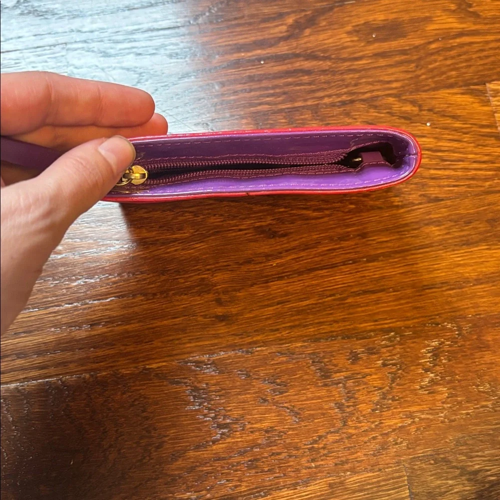 Kate Spade Glossy Red Wallet With Purple Accents - Picture 3 of 6